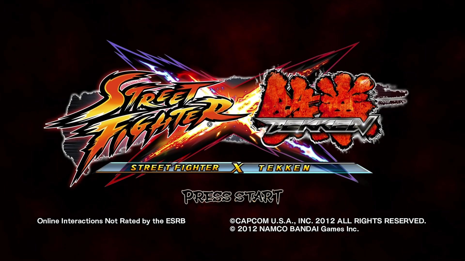 Street Fighter X Tekken title screen for Xbox 360